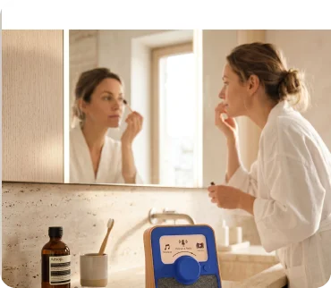 Le matin dans la salle de bain